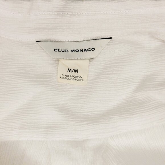 Club Monaco White Crinkle Button Down Long Sleeve‎ Collard Shirt Size M - Picture 5 of 8